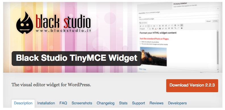 BlackStudioTinyMCE Widget download page