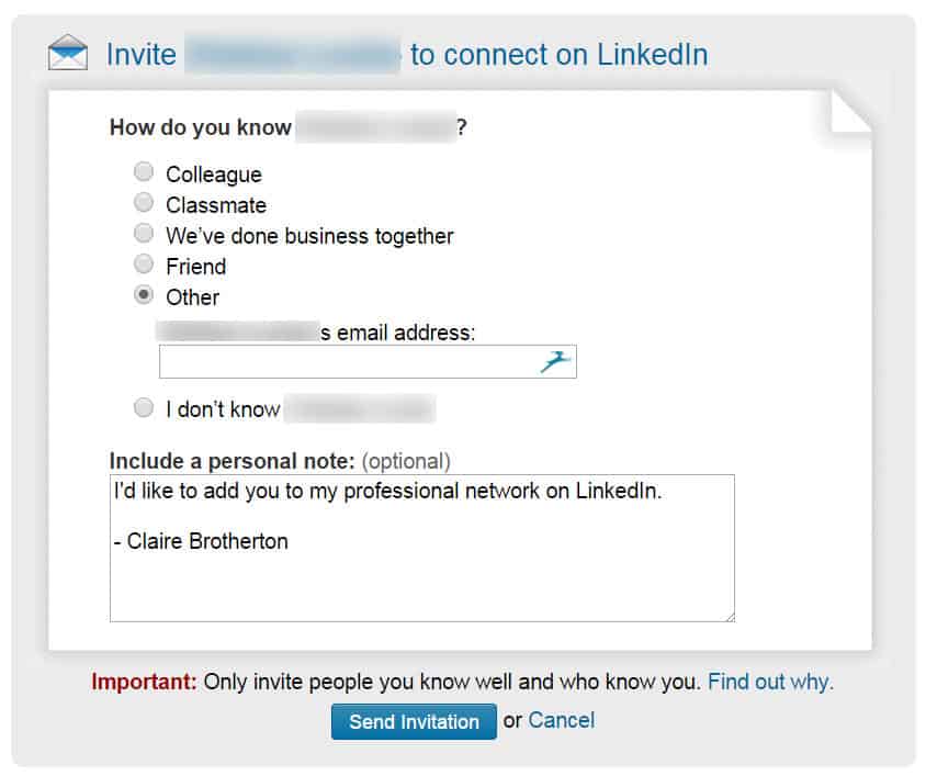 Linkedin invitation