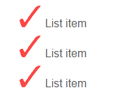 List items with pink ticks as bullets