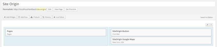 SiteOrigin Page Builder back end