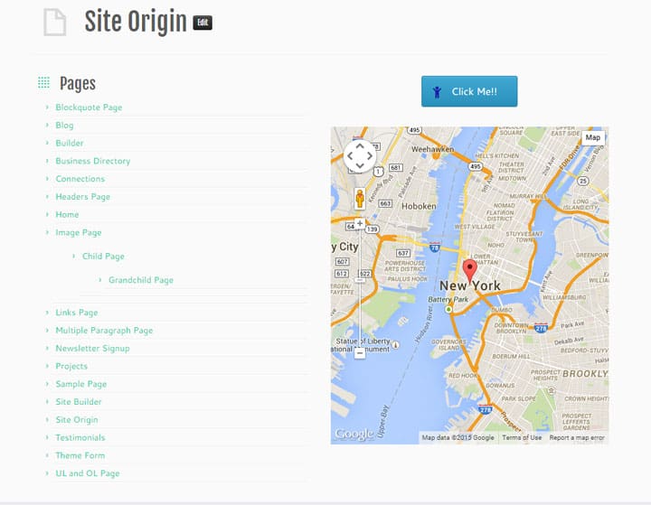 Page Builder page list, button and Google Map