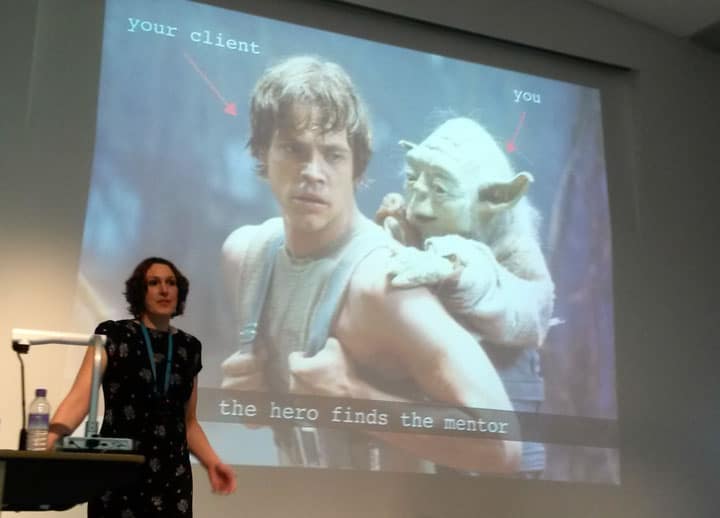 Jane Falconer-White explaining that your client is Luke Skywalker and you are Yoda