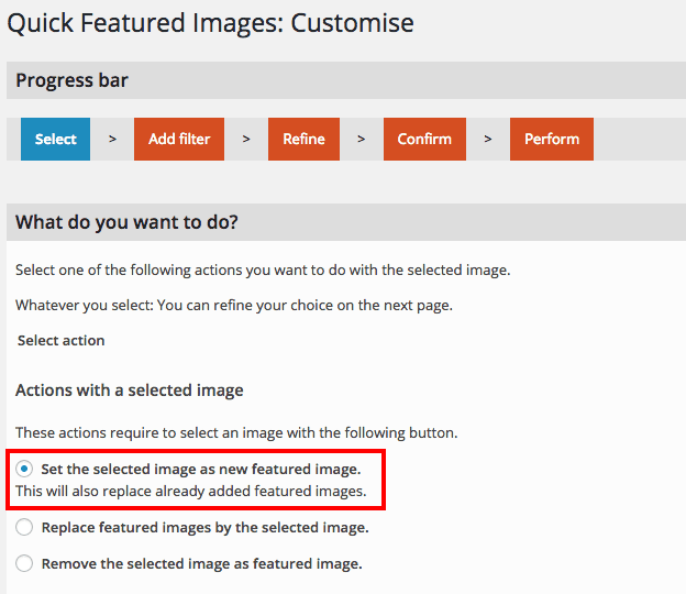 Replace already added featured images