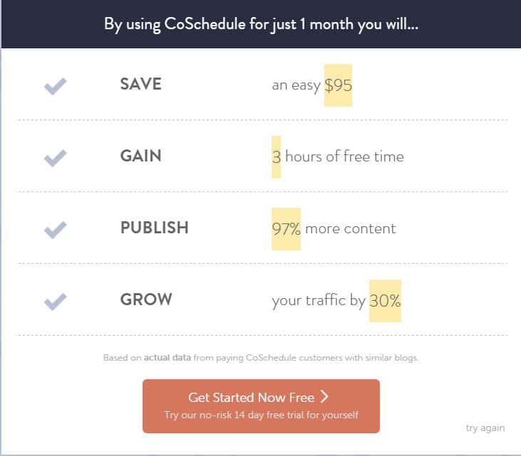Benefits of using CoSchedule for 1 month