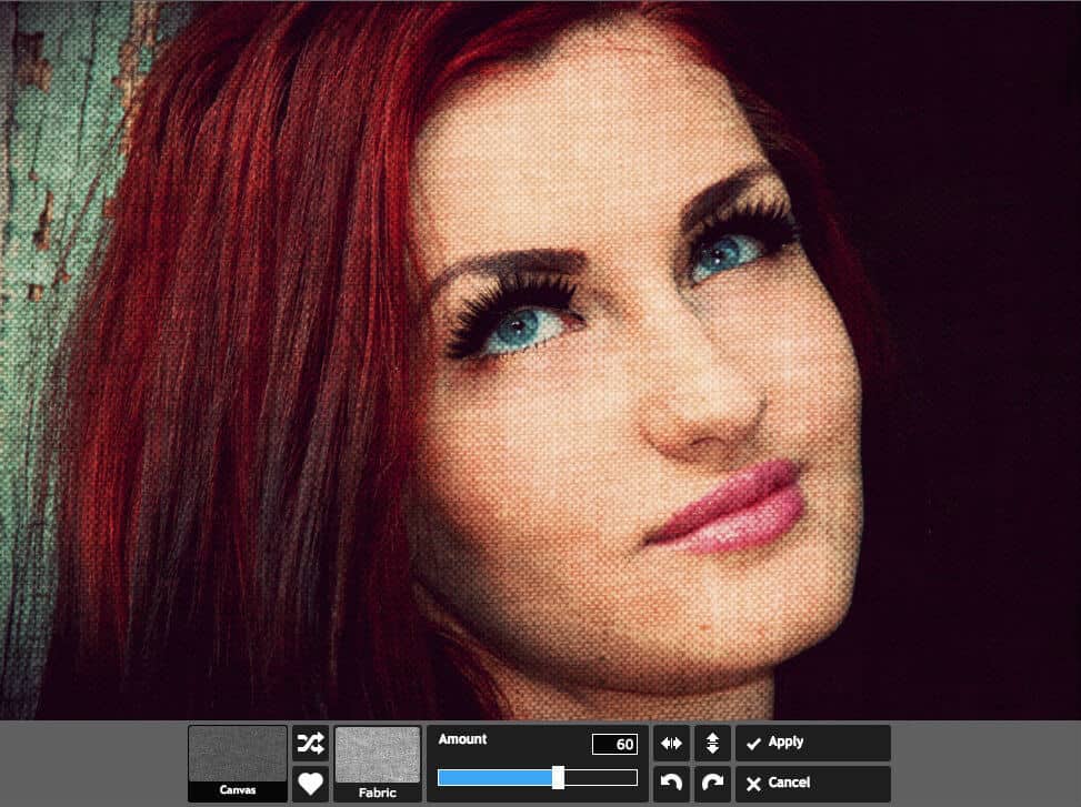 The Canvas > Fabric overlay in Pixlr Express