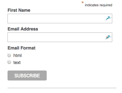 The form's Subscribe button showing