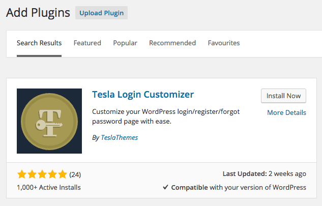 Add Plugins - Tesla Login Customizer