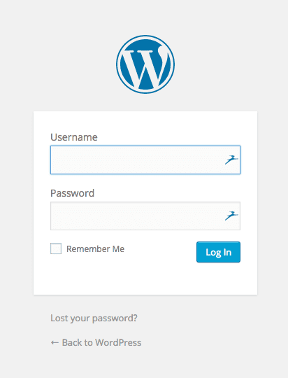 WordPress default login area