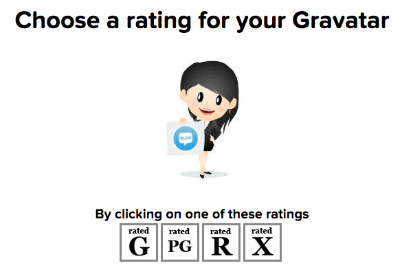 Choose a rating for your Gravatar