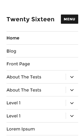 Twenty Sixteen's mobile menu