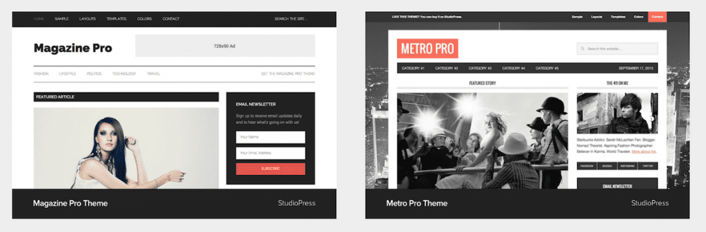 StudioPress themes - Magazine Pro & Metro Pro