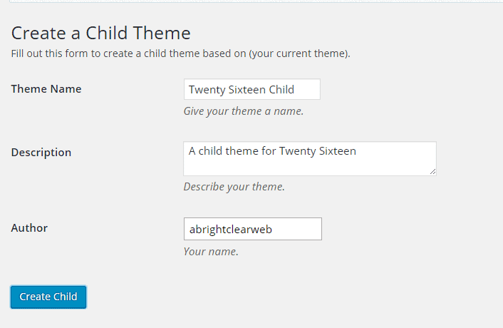 Create a Child Theme