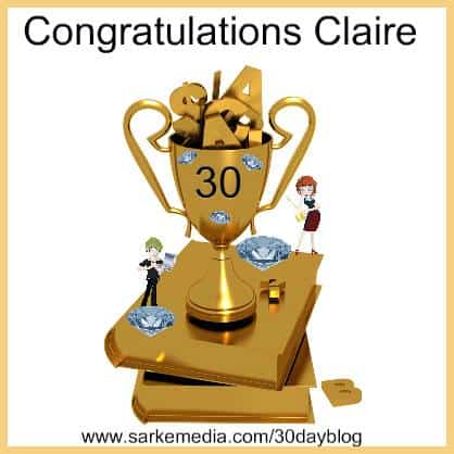 Blogging challenge trophy for completing the 30 days