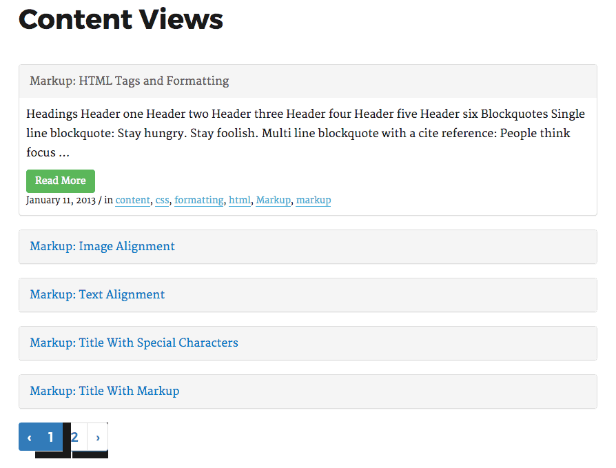 Content Views collapsible list