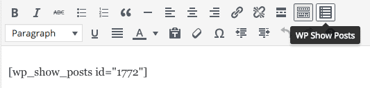 WP Show Posts insert button & shortcode
