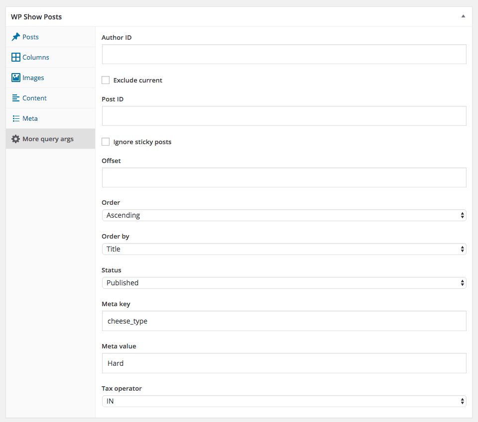 WP Show Types - More query args