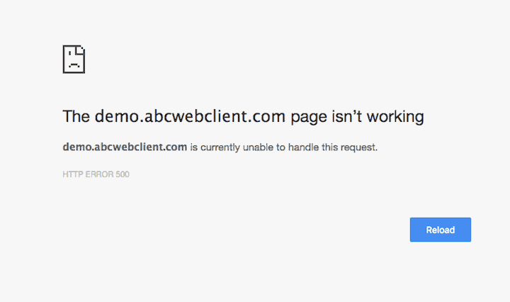 The page isn't working - 500 error