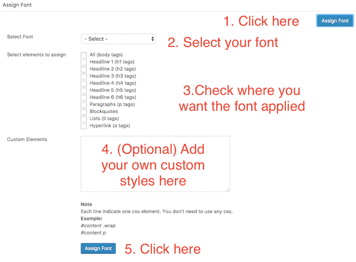 Use Any Font - assign a font