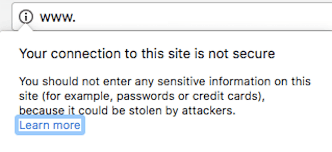 Your connection to this site is not secure