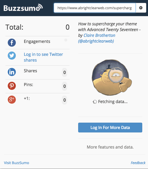 BuzzSumo - 0 social shares for a post on abrightclearweb.com