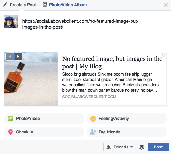 Facebook preview showing a bottle of rum