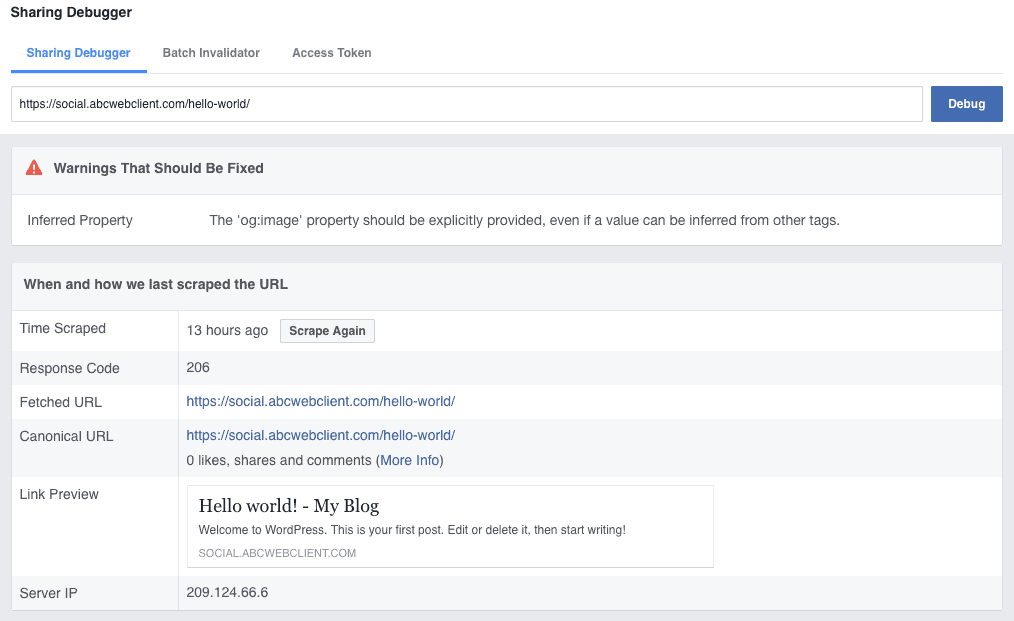 Facebook Sharing Debugger