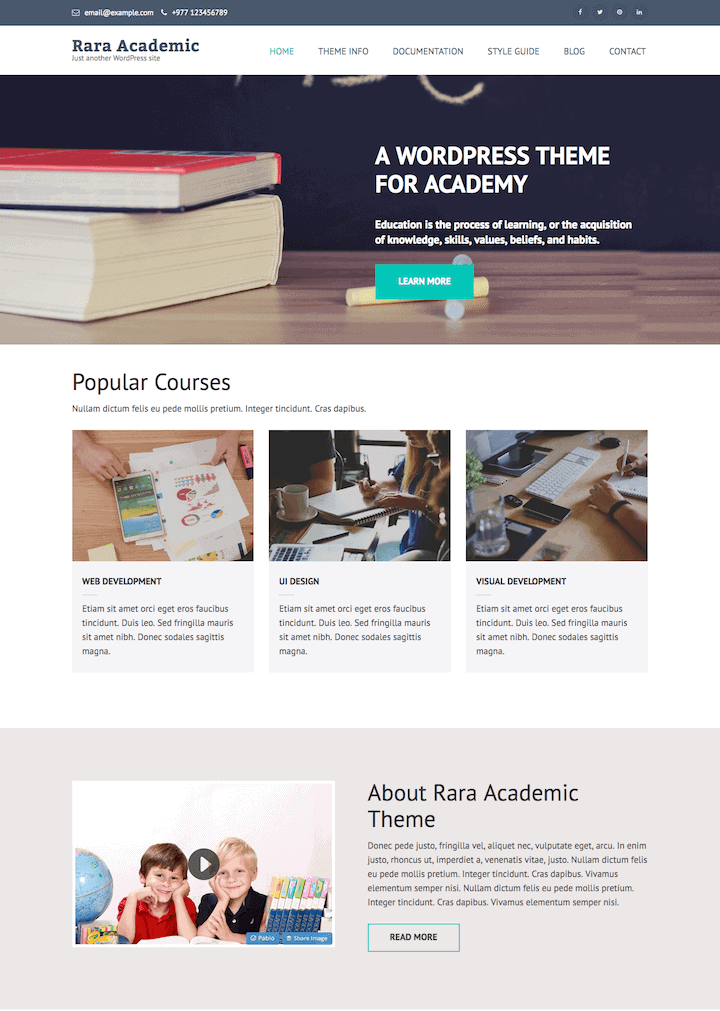 Rara Academic theme demo