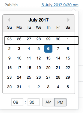 The focus is behind the date picker on a button element