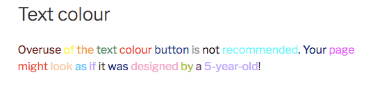 Text colour button use