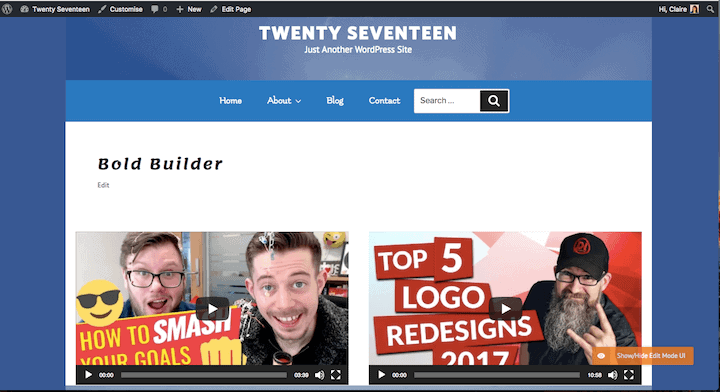2 column Wide layout created with Bold Builder and Customize Twenty Seventeen