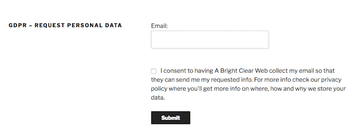 WP GDPR - Request Personal Data form