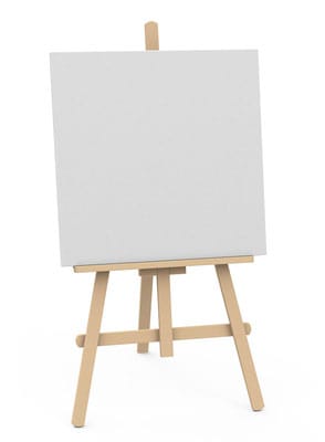Easel holding blank canvas