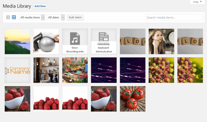 WordPress Media Library Grid Mode