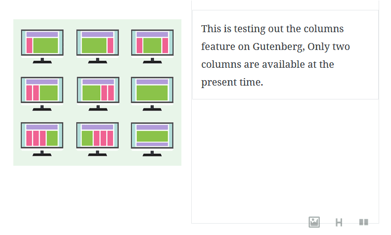 Gutenberg columns block with image and text content