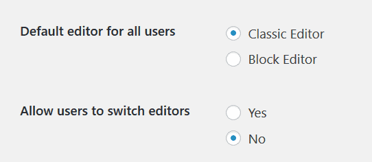 Settings > Writing options for the Classic Editor