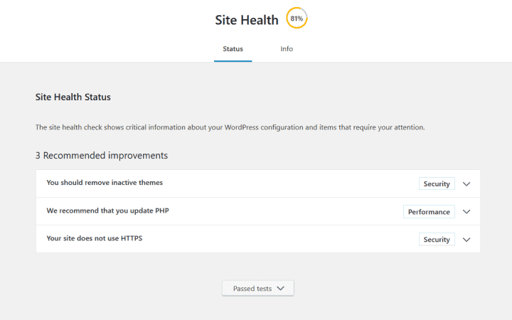 Site Health Status