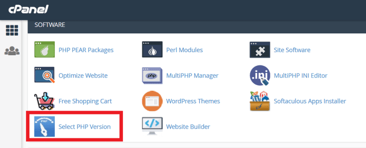Select PHP version in cPanel