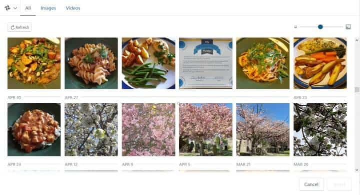 Google Photos to select from in WordPress.com