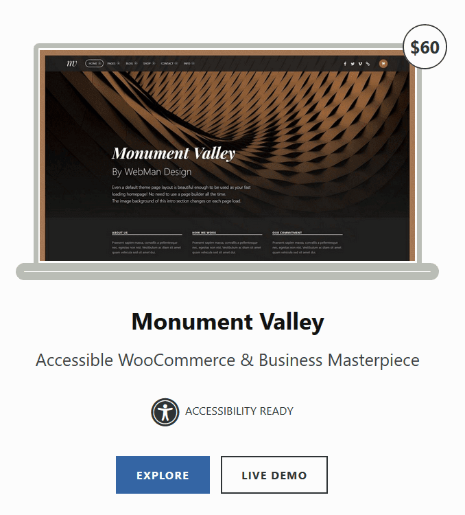 Monument Vallery accessibility ready theme