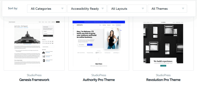 3 StudioPress accessibility ready themes