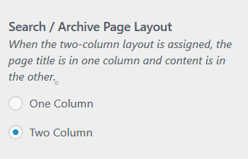 Search/Archive Page Layout radio buttons