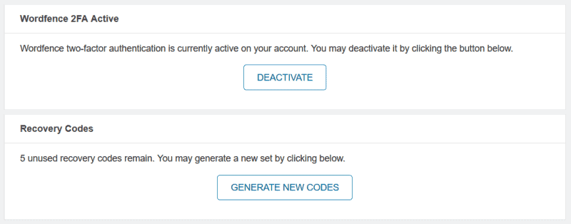Wordfence 2FA active