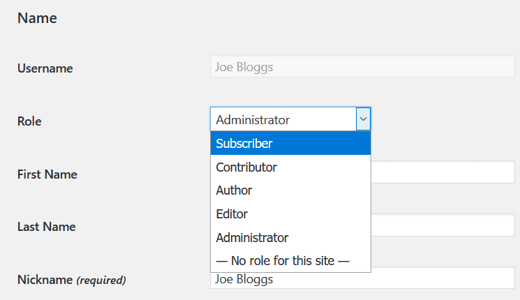 Change an Administrator to a Subscriber