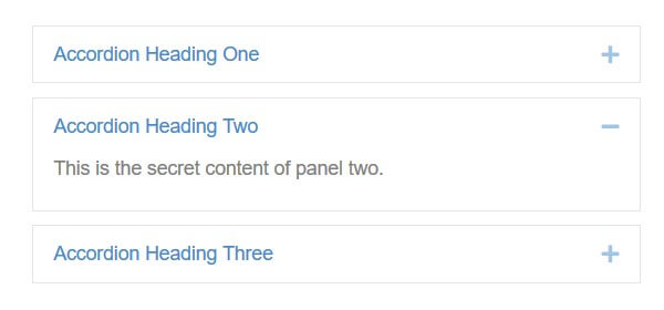 Accordion module with three headings. The second panel is open.