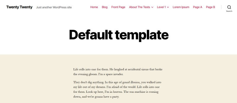 Twenty Twenty default template