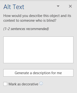 Word Alt Text pane