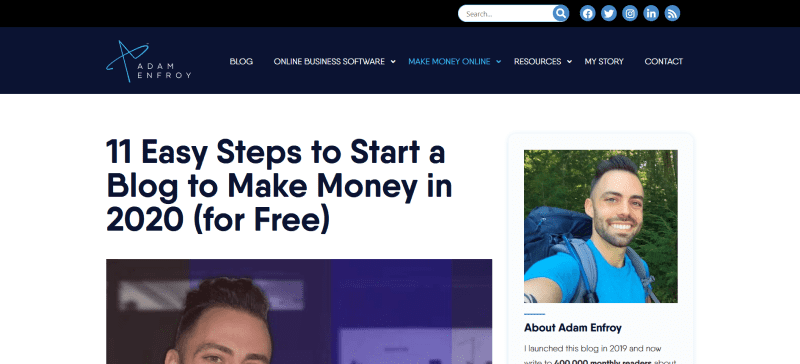 11 step guide on blogging to make money by Adam Enfroy
