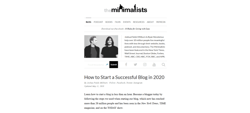 How to Start a Successful Blog in 2020 by the Minimalists
