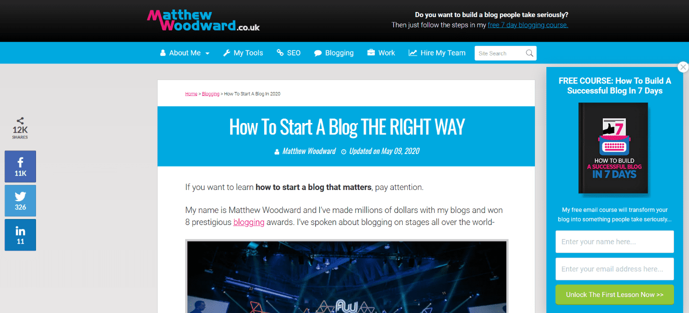 Learn how to start a blog that matters with Matthew Woodward