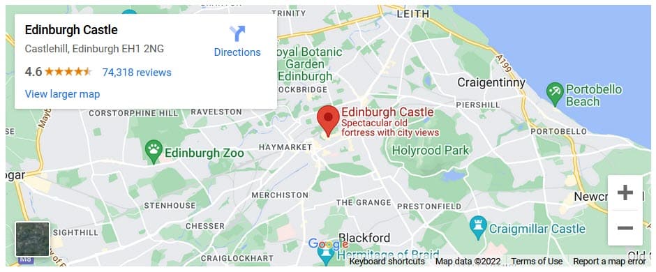 Google Map of Edinburgh Castle